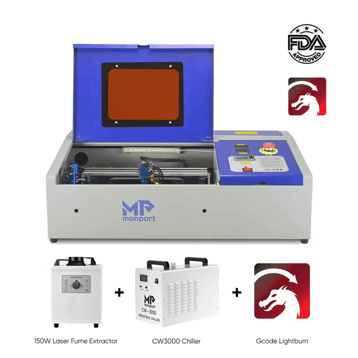 Monport 40W Pro Lightburn-Supported CO2 Laser Engraver