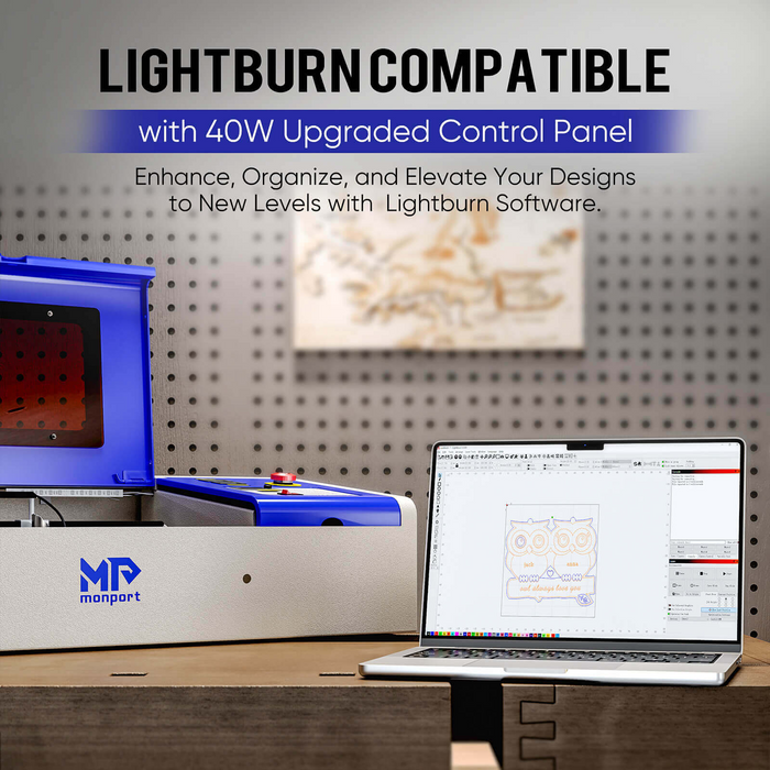 Monport 40W Pro Lightburn-Supported CO2 Laser Engraver