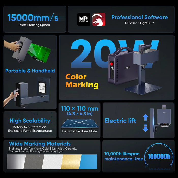 Monport 20W Portable Fiber Laser Engraver